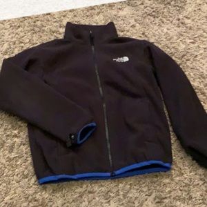 Boys the north face black with blue trim jacket